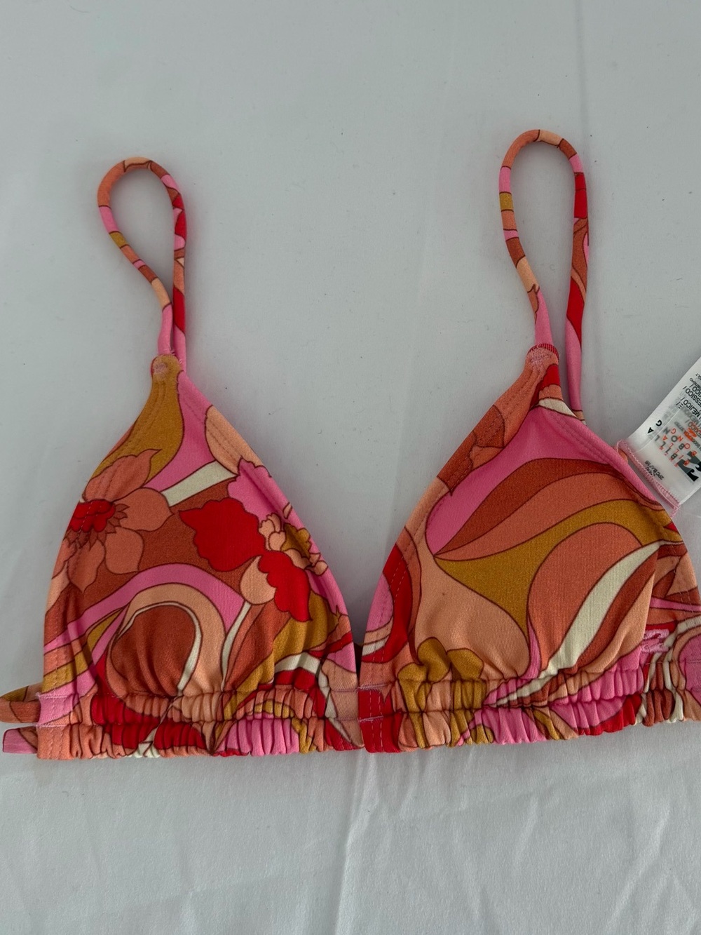 NWT Billabong Pink Orange & Red Retro Floral Bikini Top